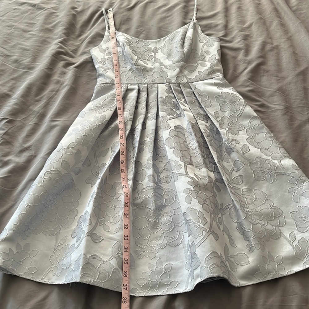 David's Bridal Light Gray Floral Prom Dress - Picture 4 of 8